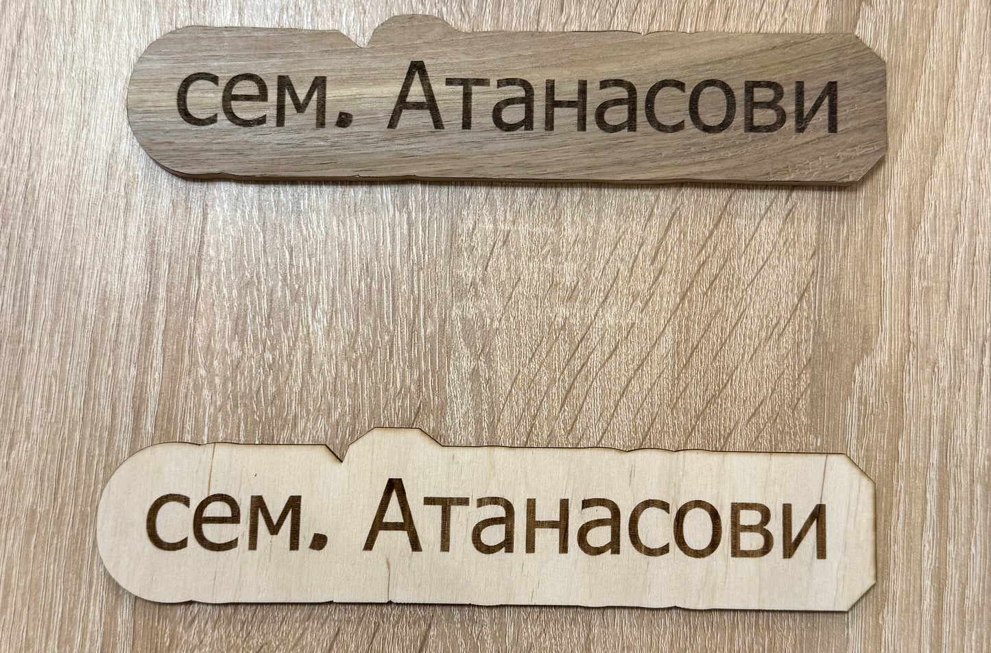 Табелка за врата изрязана по буквите
