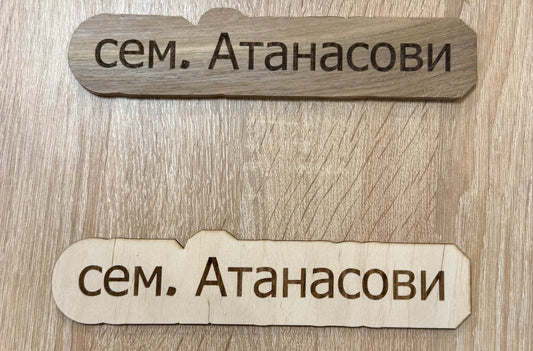 Табелка за врата изрязана по буквите
